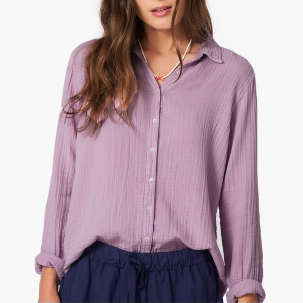 Xirena Scout Button Down Purple Lilac Cotton Gauze Shirt Size XS
